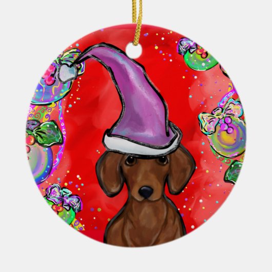 DACHSHUND KERAMISCH ORNAMENT (Voorkant)