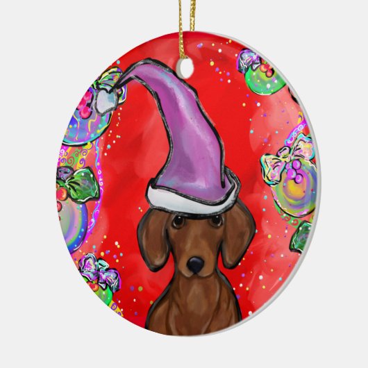 DACHSHUND KERAMISCH ORNAMENT (Links)