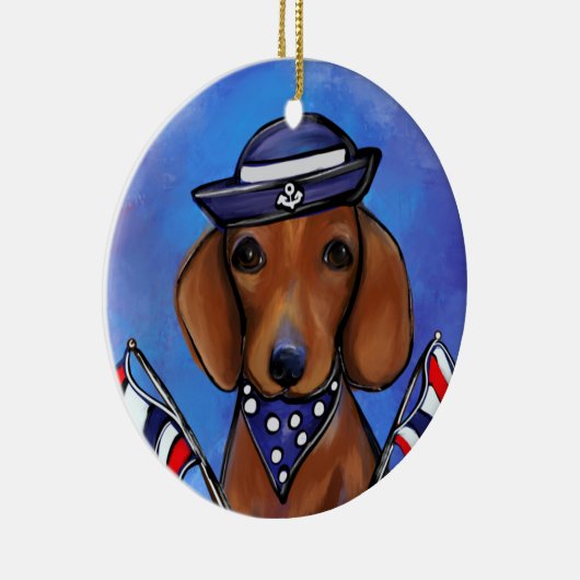 Dachshund Keramisch Ornament (Rechts)