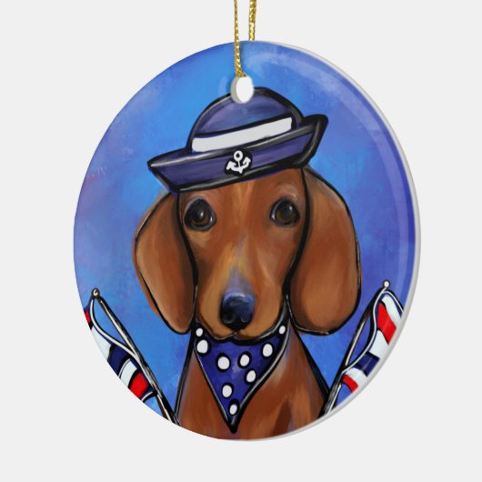 Dachshund Keramisch Ornament (Links)
