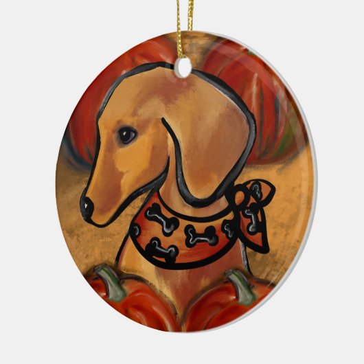 DACHSHUND KERAMISCH ORNAMENT (Links)