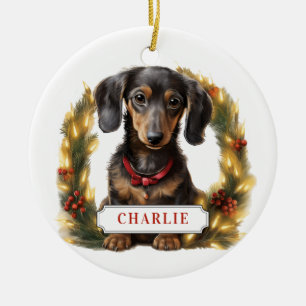 Dachshund keramische cirkel Ornament