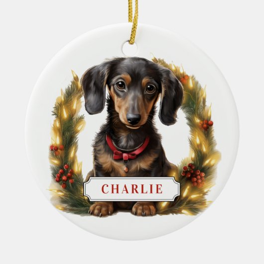 Dachshund keramische cirkel Ornament (Voorkant)
