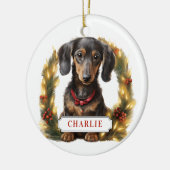 Dachshund keramische cirkel Ornament (Links)