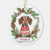 Dachshund keramische cirkel Ornament (Links)