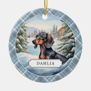 Dachshund keramische cirkel Ornament