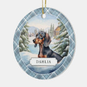 Dachshund keramische cirkel Ornament (Links)