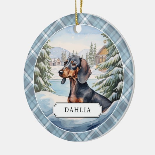 Dachshund keramische cirkel Ornament (Links)