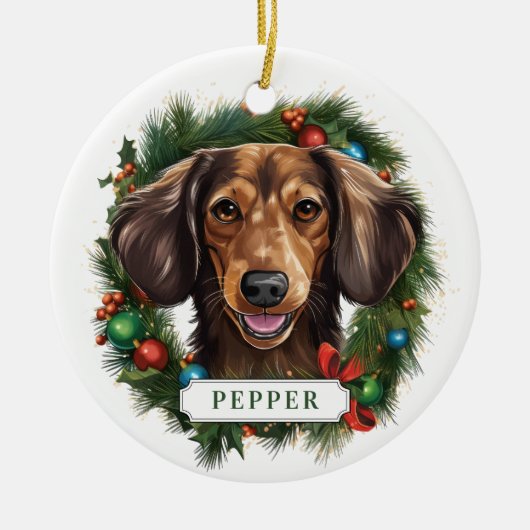Dachshund keramische cirkelvormige ornament (Voorkant)
