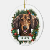 Dachshund keramische cirkelvormige ornament (Links)