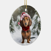 Dachshund kerst aandenken keramisch ornament (Rechts)