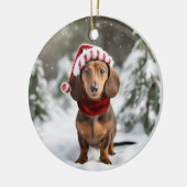 Dachshund kerst aandenken keramisch ornament (Links)
