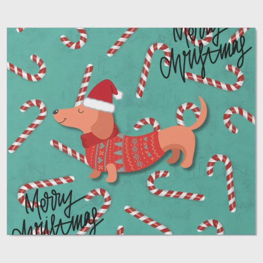 Dachshund kerst cadeaupapier (Vlak)