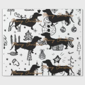 Dachshund kerst cadeaupapier (Vlak)