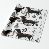 Dachshund kerst cadeaupapier (Uitgerold)