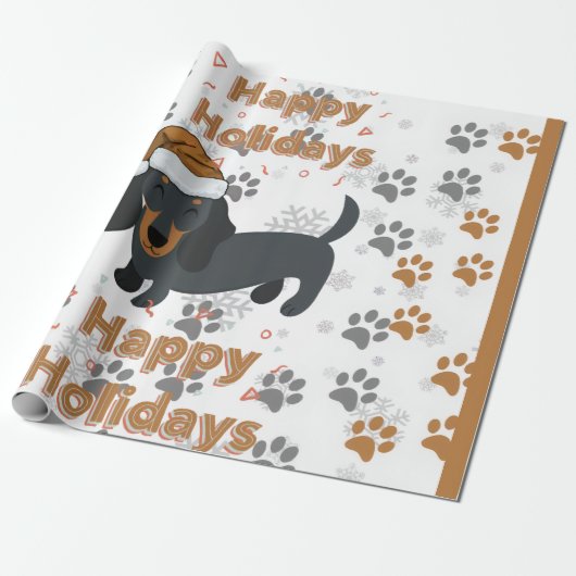 Dachshund kerst cadeaupapier (Uitgerold)