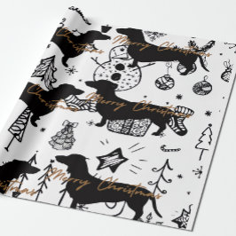 Dachshund kerst cadeaupapier