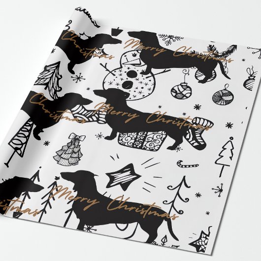 Dachshund kerst cadeaupapier