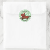 Dachshund Kerst Cartoon Sneeuwvlokken Ronde Sticker (Tas)