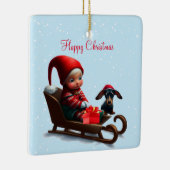 Dachshund Kerst Elf Keramisch Ornament (Rechts)