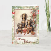  Dachshund Kerst Feestdagen Kaart (Voorkant)