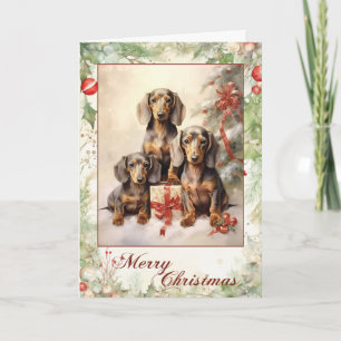  Dachshund Kerst Feestdagen Kaart