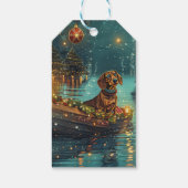 Dachshund Kerst Feestelijke Reis Cadeaulabel (Achterkant)