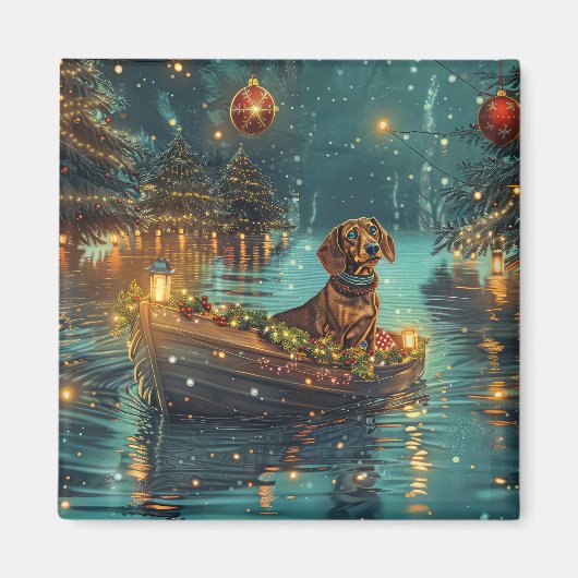 Dachshund Kerst Feestelijke Reis Magneet (Voorkant)