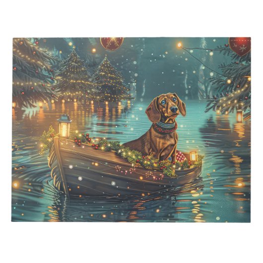 Dachshund Kerst Feestelijke Reis Notitieblok (Voorkant)