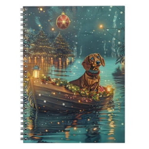 Dachshund Kerst Feestelijke Reis Notitieboek