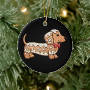 Dachshund Kerst Gingerbread Koekje Weiner Hond Keramisch Ornament