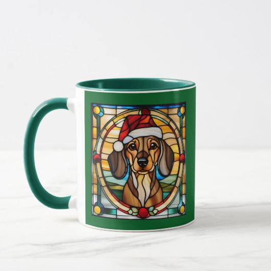 Dachshund Kerst Glas in Lood Mok (Links)