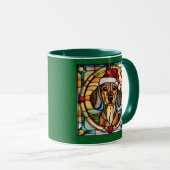 Dachshund Kerst Glas in Lood Mok (Voorkant rechts)