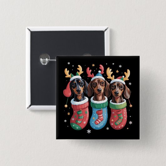 Dachshund Kerst hond liefhebber cadeau vakantie Vierkante Button 5,1 Cm (Voorkant /achterkant)