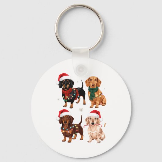 Dachshund Kerst hond moeder liefhebber Kerstcadeau Sleutelhanger (Voorkant)