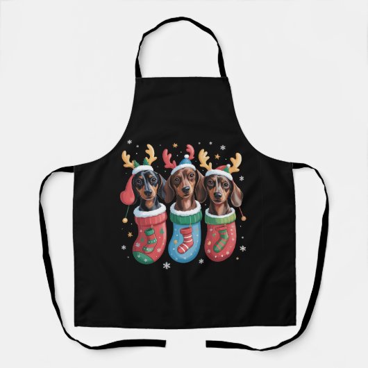 Dachshund Kerst Hondenliefhebber Cadeau Vakantie Schort (Voorkant)