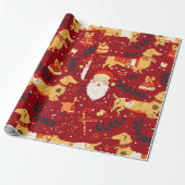Dachshund kerst inpakpapier (Uitgerold)