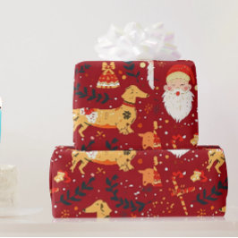 Dachshund kerst inpakpapier