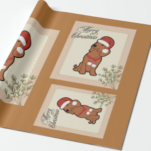 Dachshund kerst inpakpapier