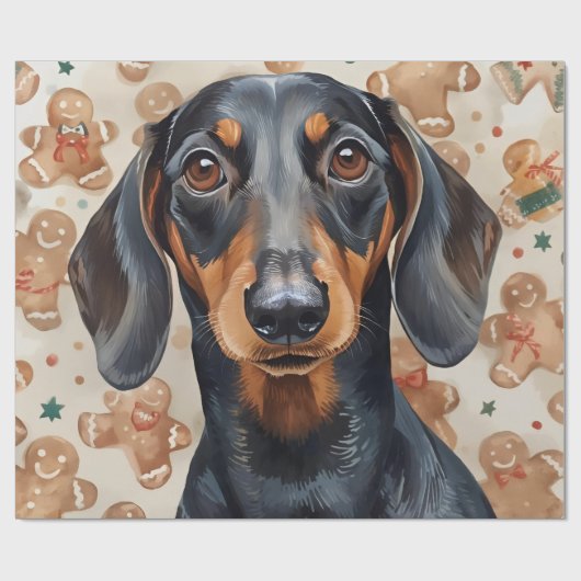 Dachshund kerst inpakpapier (Vlak)