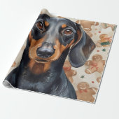 Dachshund kerst inpakpapier (Uitgerold)