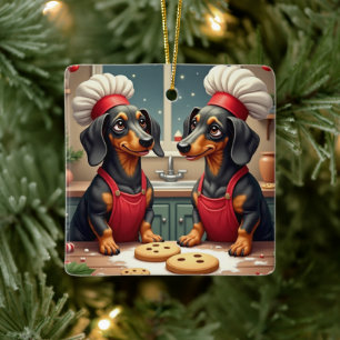 Dachshund Kerst Koekjes Bakkers Vakantie Schilderi Keramisch Ornament