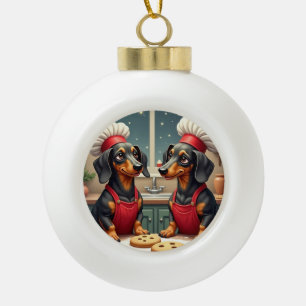 Dachshund Kerst Koekjes Bakkers Vakantie Schilderi Keramische Bal Ornament