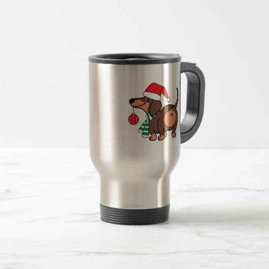 Dachshund Kerst Koffie Mok (Voorkant rechts)