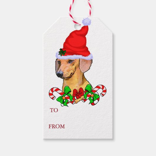 Dachshund kerst Merry Cadeaulabel (Voorkant)