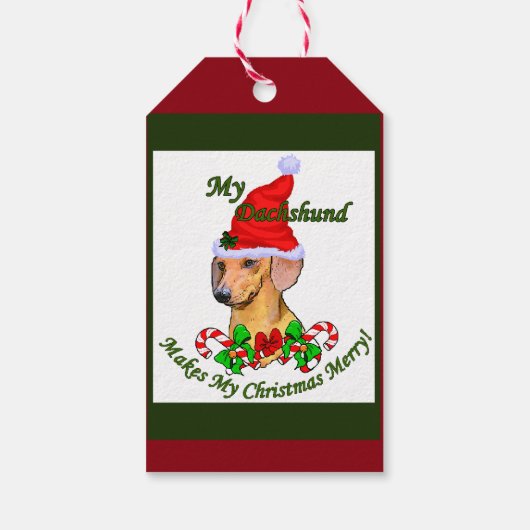 Dachshund kerst Merry Cadeaulabel (Achterkant)