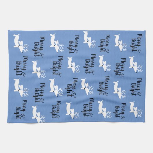 Dachshund kerst Merry Dish Kitchen Towel Theedoek (Horizontaal)