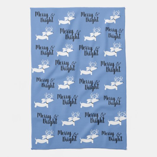 Dachshund kerst Merry Dish Kitchen Towel Theedoek (Verticaal)