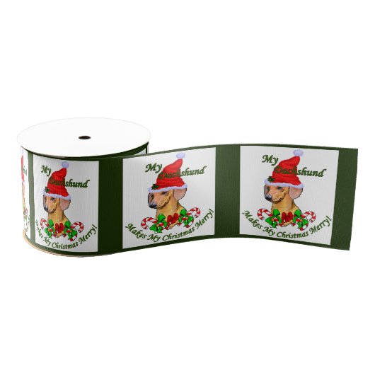 Dachshund kerst Merry Grosgrain Lint (Spoel)
