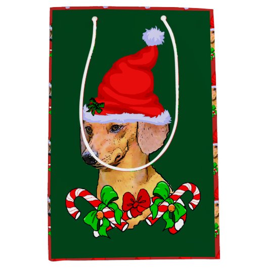 Dachshund kerst Merry Medium Cadeauzakje (Voorkant)